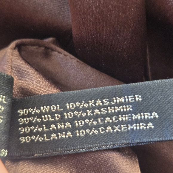 Elegant Ralph Lauren Wool Cashmere Brown Sleeveless Midi Dress w. Leather Sz. 4 - Picture 12 of 14